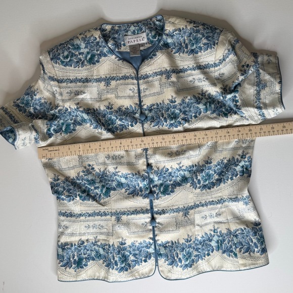 Adrianna Papell VTG 100% Silk Floral‎ Jacket Size 14 Button Front Elegant Formal - Picture 9 of 9